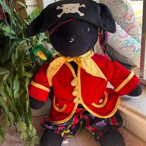 North American Bear Co. collectible pirate-themed bear w/stuffed parrot. New!